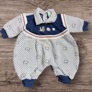 Vintage‎ Beyond  Basix Kids Train  One Piece Jumpsuit USA Made 3/6